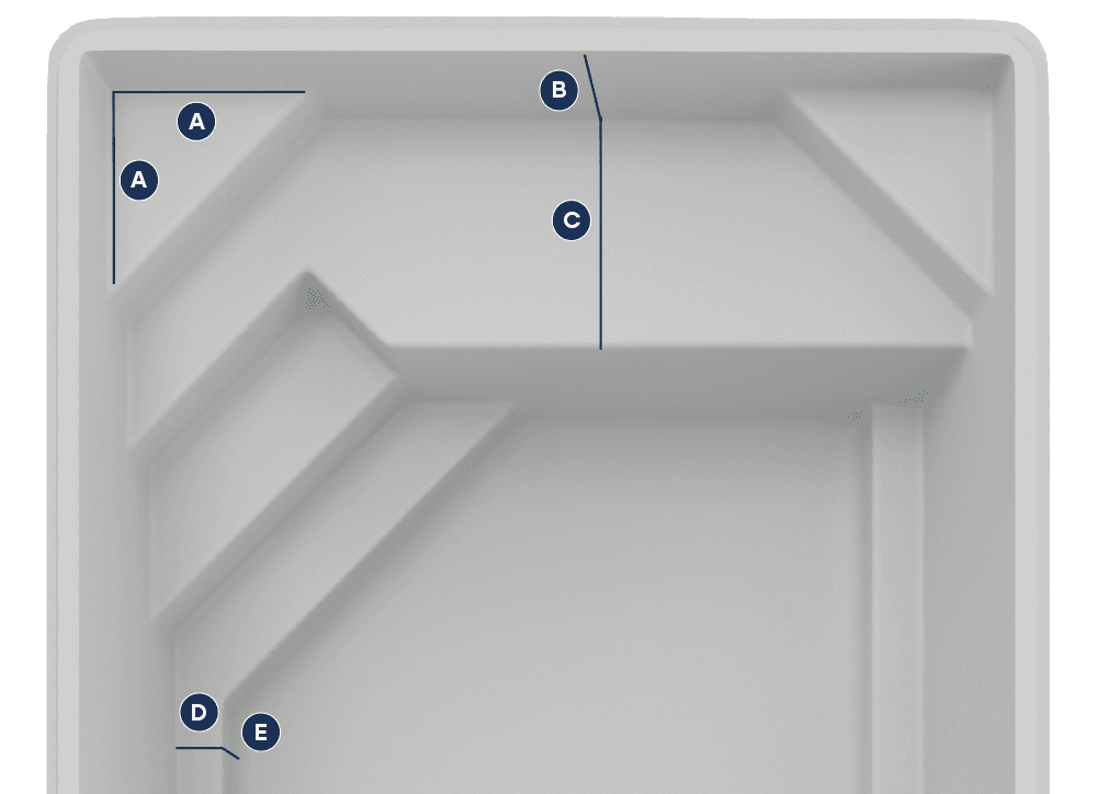 Plan des dimensions intérieures de Maeva 7, repères détaillés sous le visuel.