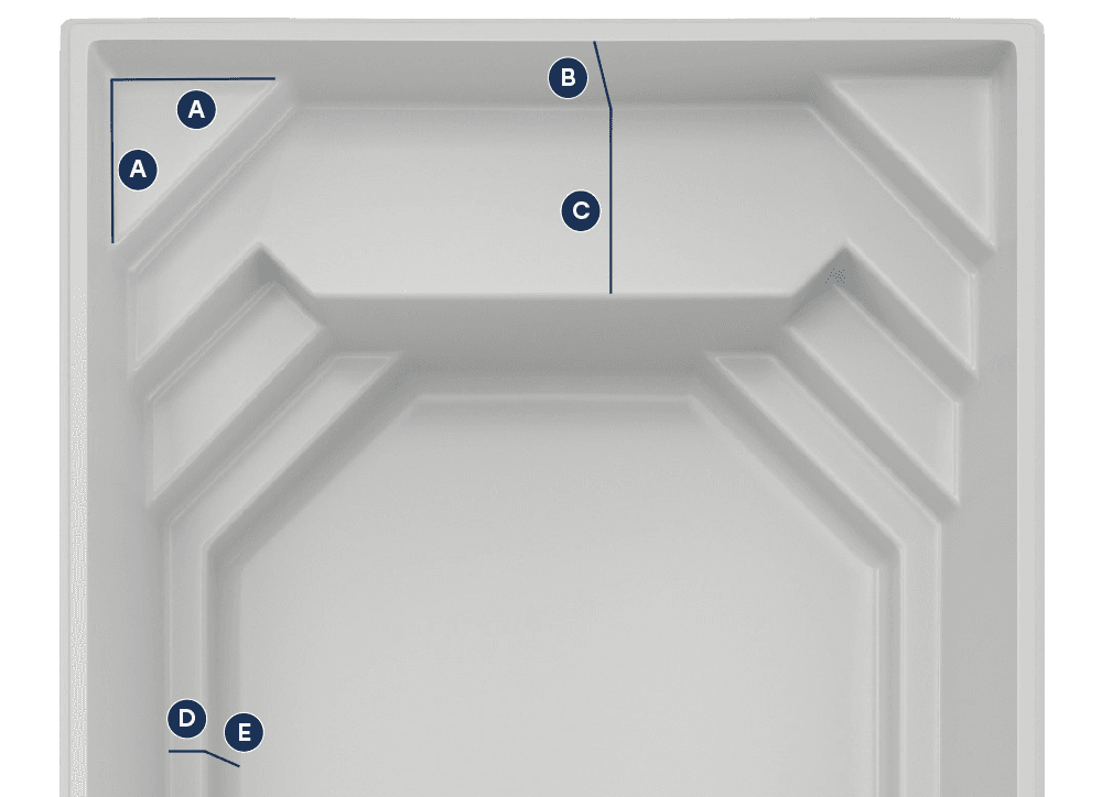 Plan des dimensions intérieures de Maeva 8, repères détaillés sous le visuel.