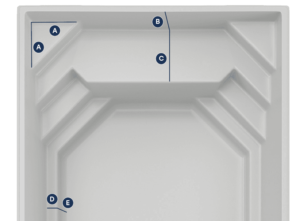 Plan des dimensions intérieures de Maeva 9, repères détaillés sous le visuel.
