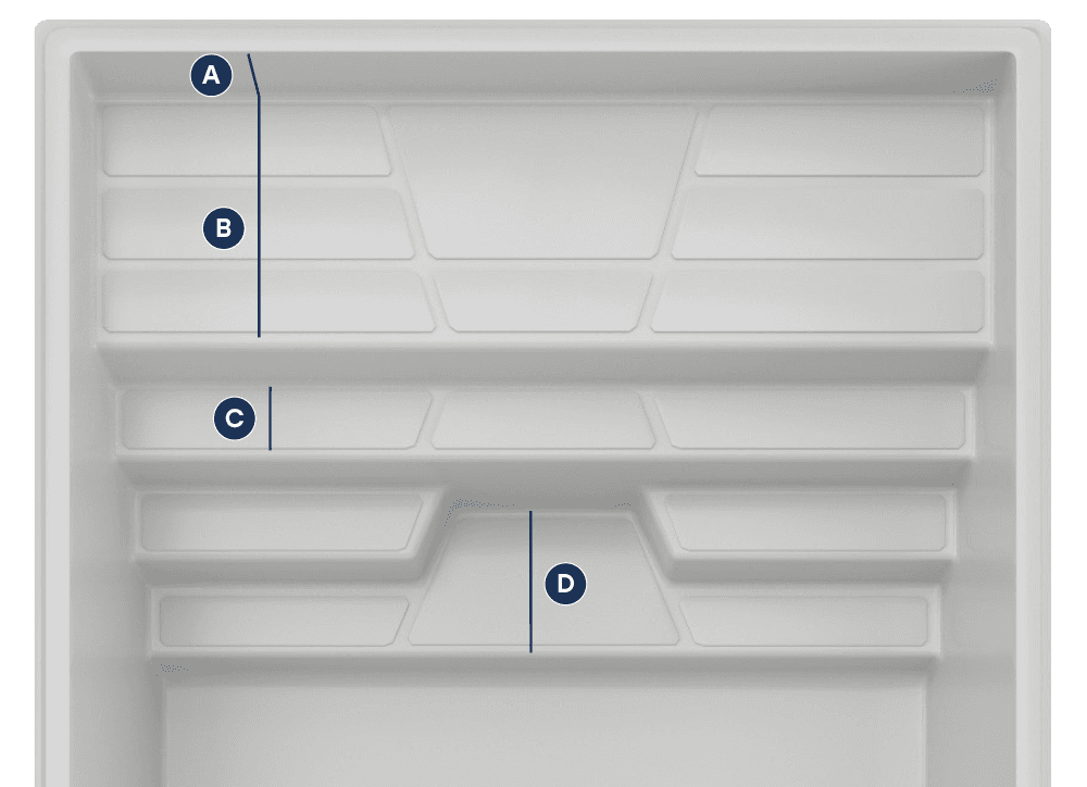 Plan des dimensions intérieures de Tavana 9, repères détaillés sous le visuel.